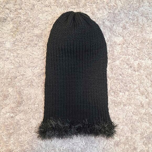 Black Fairy Grunge Fuzzy Knitted Handmade Balaclava Winter Hat - Picture 7 of 7
